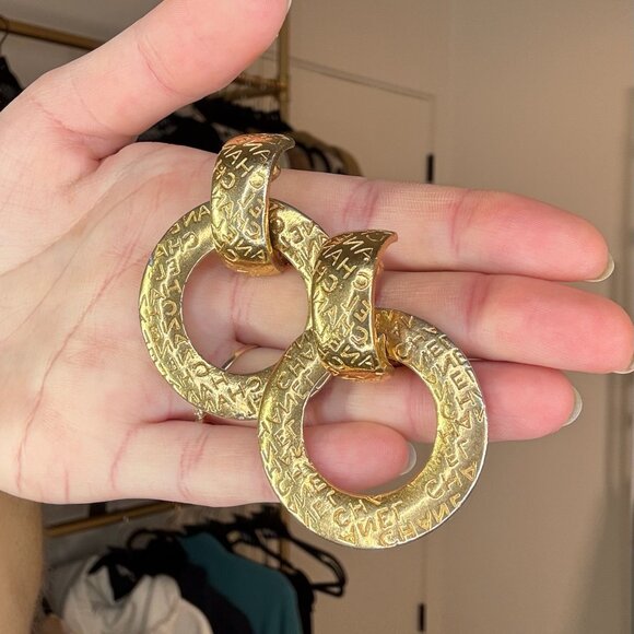 Chanel Logo Hoop Earrings - Picture 5 of 5